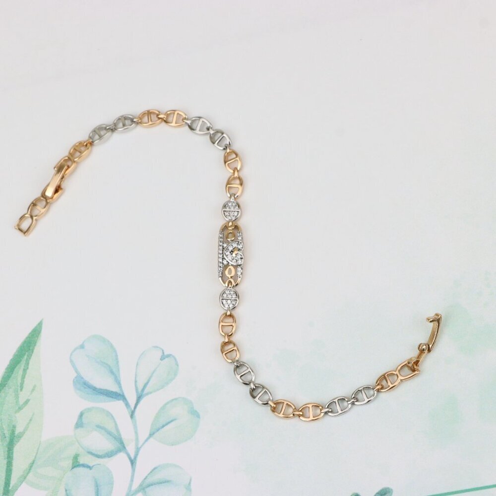 Rose Gold and Silver Dual Tone Heart Bracelet, XPBL0689 - Picture 7 of 12